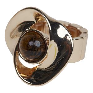 Ring Elastisk, Guldsnurra med brun sten, Eva - the moshi