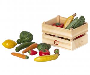 Frukt och grönsaker i trälåda, Maileg