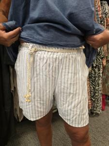 Shorts, Randig Vit / Blå, Aida - Caramelle Fashion