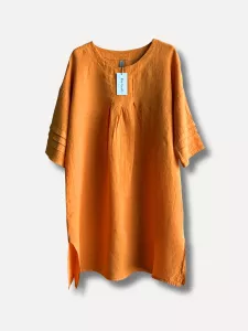 Linneklänning med sydda veck, Mandarin, Vera - Reunion     BERÄKNAD LEV: APRIL