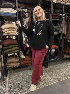 Byxa, Vida ben - resår & knytband, Vinröd, Sanne - Soulful Fashion