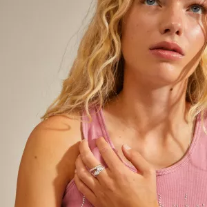 Ring Silverpläterad Sun (Set om 2) - Pilgrim