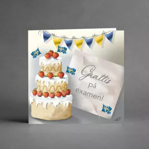 Kort Grattis på examen", Tårta och vimplar - Card Store