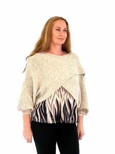 Stickad poncho, kort modell, Beige Iris - Cat & Co