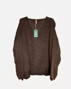 Stickad tröja, Mörkbrun Fanny - Reunion