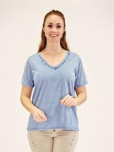T-Shirt V-ringad, Jeansblå (Milla) - Cat & Co