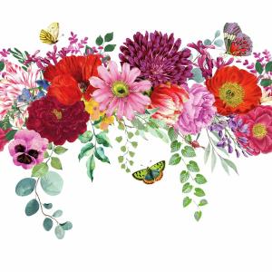 Servetter, Flower border white (Lunch) - Ambiente