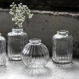 Liten glasvas, Klarglas rund räfflad - Miljögården