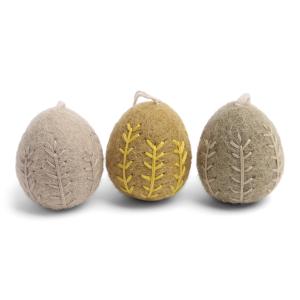 Tovade ägg med broderi, set om 3 i beige nyanser (14713) - Én Gry & Sif