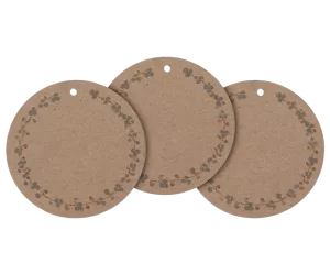Runda gift tags, Ring of Flowers (15 st), Maileg (brun kraftpapper)