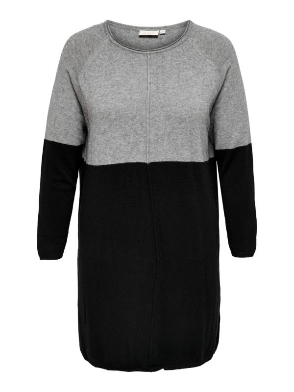 Stickad klänning svart/grå (Laura) - ONLY Carmakoma