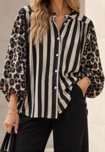 Blus Randig / Leo, Svart / Beige, Signe - Caramelle Fashion     BERÄKNAD LEV: NOV