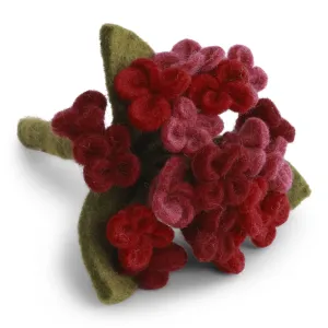 Hortensia Mörkt röd, 20 cm - tovad ull (18426) - Én Gry & Sif
