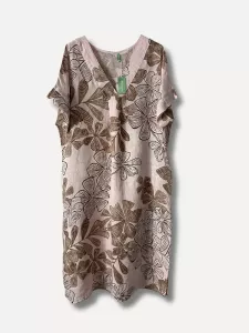 Linneklänning med blommor, Rosa - Reunion    BERÄKNAD LEV: FEB/MARS