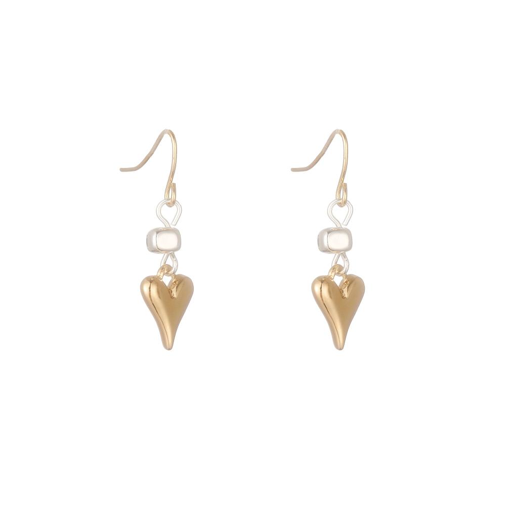 Örhängen, Hängande silverfärgad fyrkant med hjärta i "guld" - Gemini