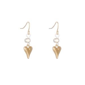 Örhängen, Hängande silverfärgad fyrkant med hjärta i "guld" - Gemini    BERÄKNAD LEV: NOV