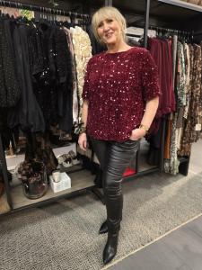 Topp med paljetter, Vinröd Cindy - Caramelle Fashion