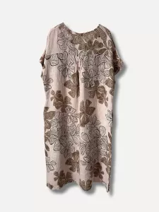 Linneklänning med blommor, Rosa - Reunion    BERÄKNAD LEV: FEB/MARS