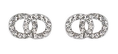 Gemini Örhängen, 2 ringar i strass (fäste i "silver")