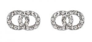 Gemini Örhängen, 2 ringar i strass (fäste i "silver")