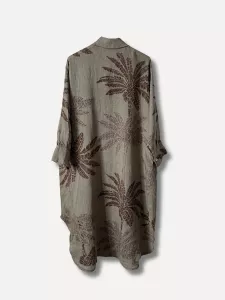 Linneklänning med palmer, Taupe - Reunion    BERÄKNAD LEV: FEB/MARS