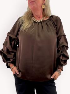 Blus med volymärm, Brun Raya - Gemini