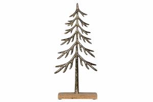 Julgran i metall med träfot (Höjd: 35 cm) -  A lot