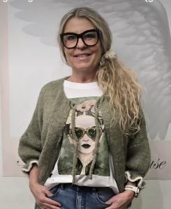 Kofta med knyt, Stickad Army, Annika - Soulful Fashion