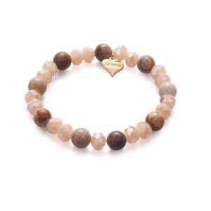 Armband Elastiskt, Pärlor i jordnära toner - Gemini