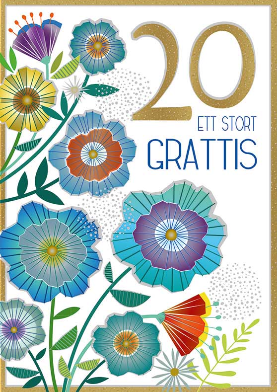20 Ett Stort Grattis Kort Med Guldiga Siffror Och Blommor Pictura 20 Ett Stort Grattis Kort Med Guldiga Siffror Och Blommor Pictura