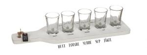 Shotbricka, vit träbricka för shots (5 glas ingår)