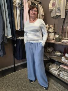 Byxa, Vida ben - resår & knytband, Jeansblå, Sanne - Soulful Fashion