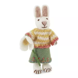 Vit hare med randig tröja och kjol + snödroppe, 12 cm (21216) - Én Gry & Sif     BERÄKNAD LEV: FEB/MARS