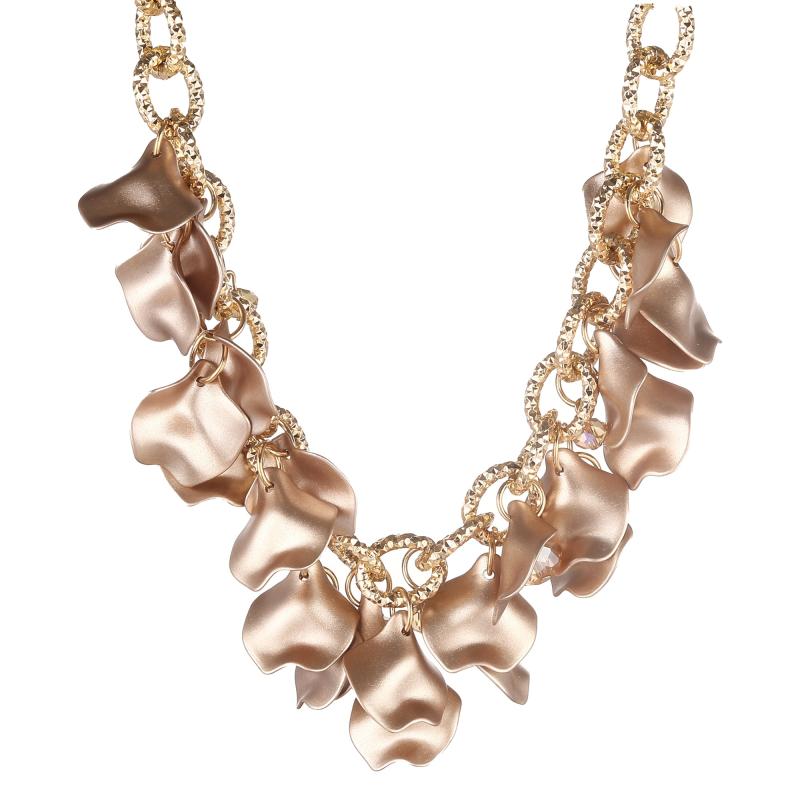 Halsband, Brons "blad" i en guldfärgad grövre kedja - Gemini