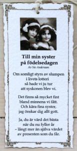 Diktkort - Till min syster på födelsedagen