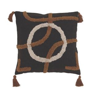 Kuddfodral Troy, Svart / Kamel 48x48cm