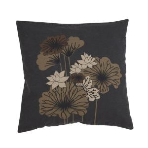 Kuddfodral Bella, Stora blommor Svart 48x48cm