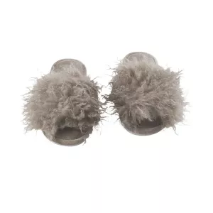 Fårskinns tofflor Curly, Sand - pälsimitation