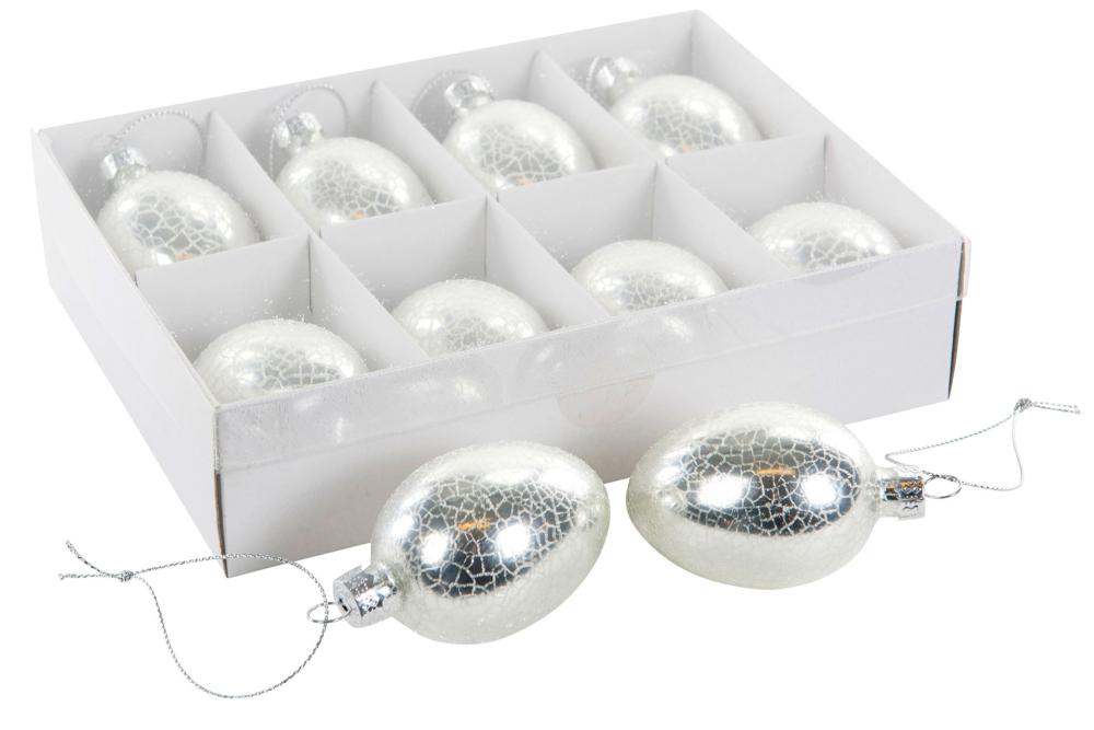 Glasägg i silver-mix till påskriset, 8-pack - A lot