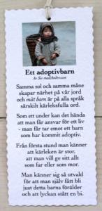 Diktkort - Ett adoptivbarn