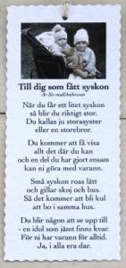 Diktkort - Till dig som fått syskon