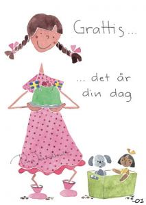 Vykort Grattis flicka (TJ Produktion)