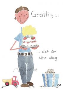 Vykort Grattis pojke (TJ Produktion)