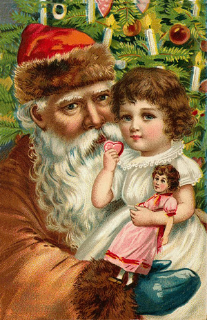 Kort från Sköna Ting - Jul - Paketkort, Jultomte och flicka