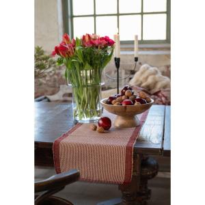 Löpare i jute, Röd / Natur, Tore (35x120cm)