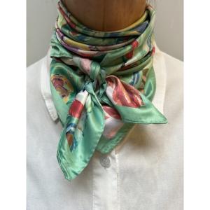 Scarves Grön Pastellmönstrad  (70x70 cm) - Three M