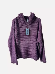 Tröja, Stickad hoodie, Plommon Gabbi - Reunion