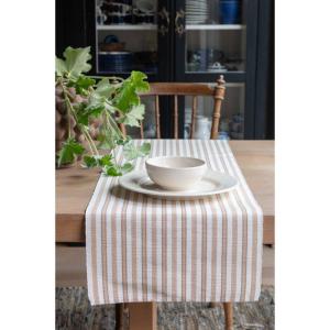 Löpare Randig, Sand / Vit, Nina - 35x120 cm