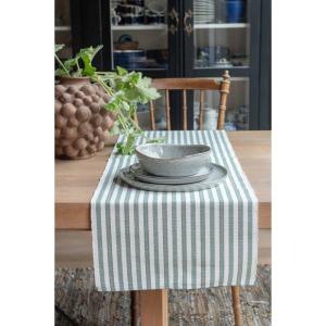 Löpare Randig, Grön / Vit, Nina - 35x120 cm