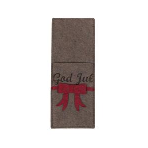 Bestickhållare God Jul, Nougat med rosett (Set om 4)